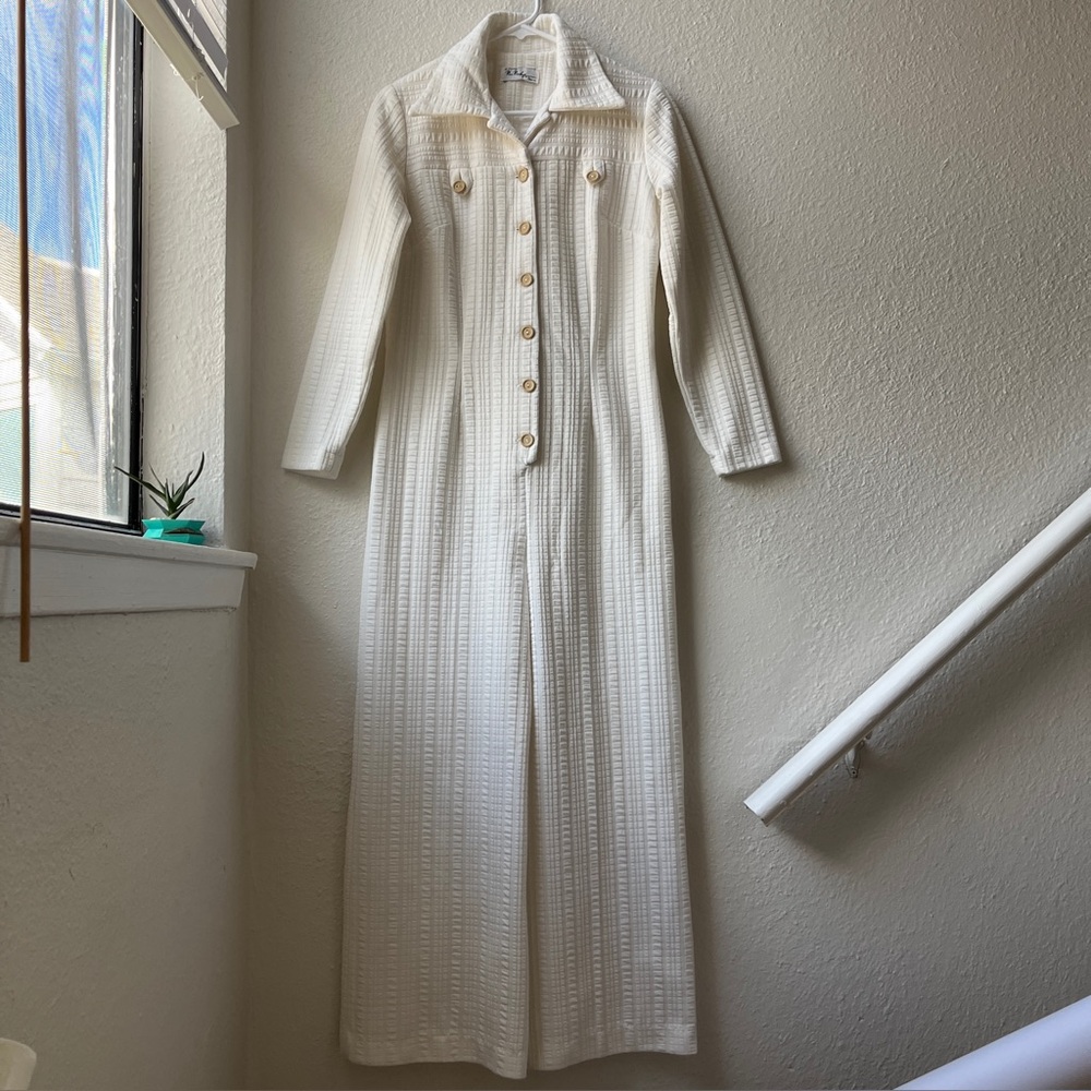 70s Vintage Miss Marilyn of Dallas Wide-Leg Jumpsuit | White